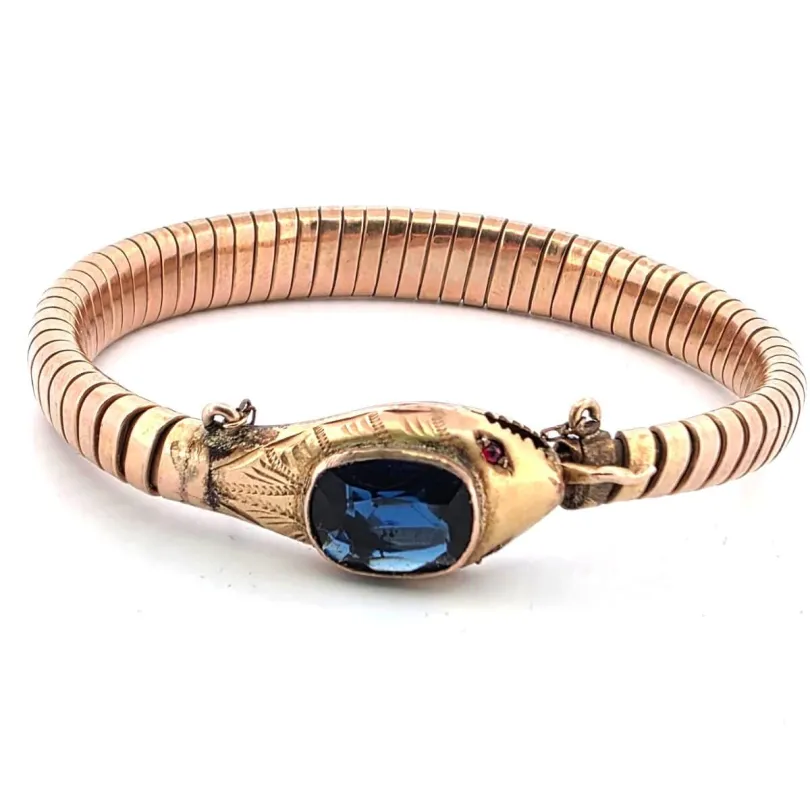 Bracelet vintage en or rose massif avec saphir des années 1960 sold by 58 Facettes