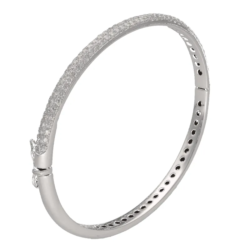 Bracelet Jonc Ouvrant – Or Gris 18k – 2.0 ct Diamants – 16.40 g – 2013 sold by 58 Facettes