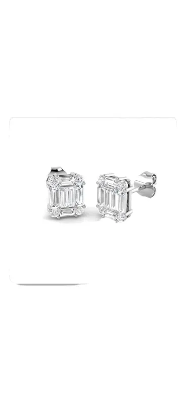 Clous d'oreilles diamants taille baguette sold by 58 Facettes