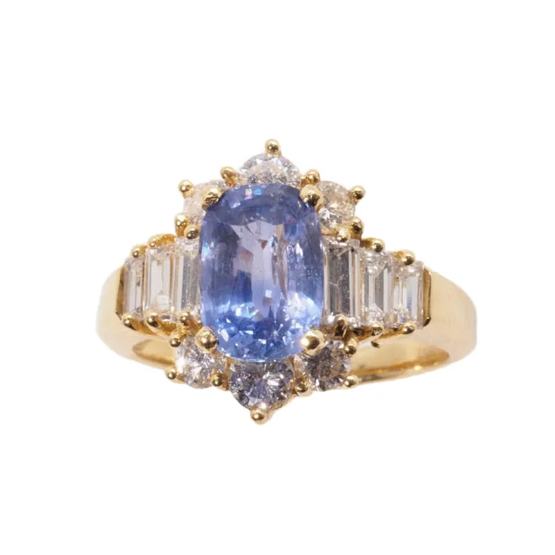 Bague or jaune, saphir, diamants sold by 58 Facettes