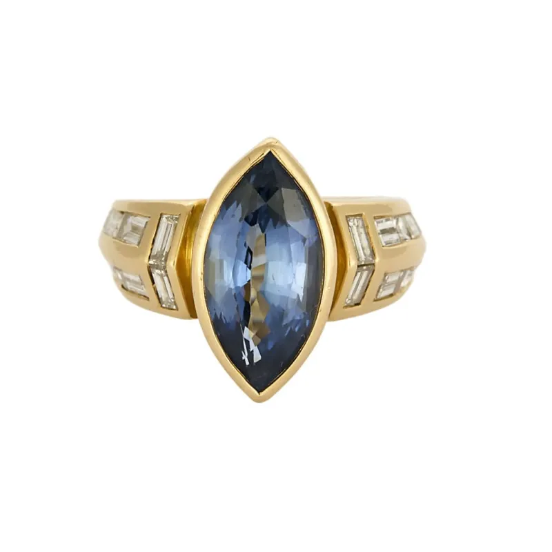 Bague en or jaune, saphir et diamants sold by 58 Facettes