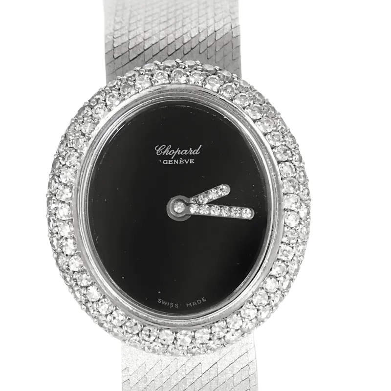 CHOPARD - Montre en or blanc à cadran ovale à mouvement mécanique à remontage manuel sold by 58 Facettes