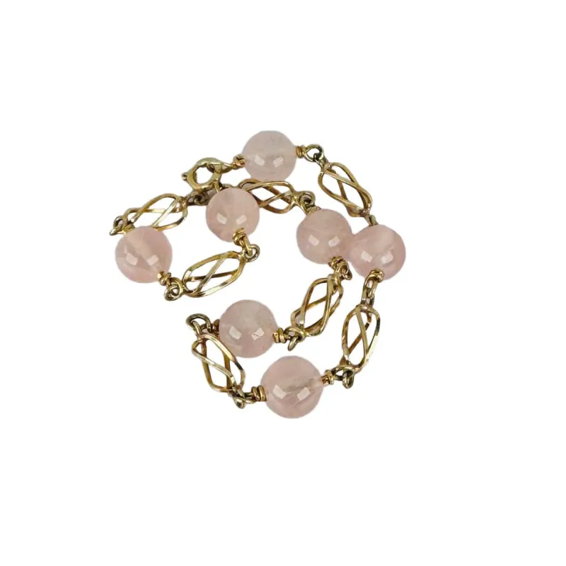 Superbe bracelet en or jaune avec quartz rose sold by 58 Facettes