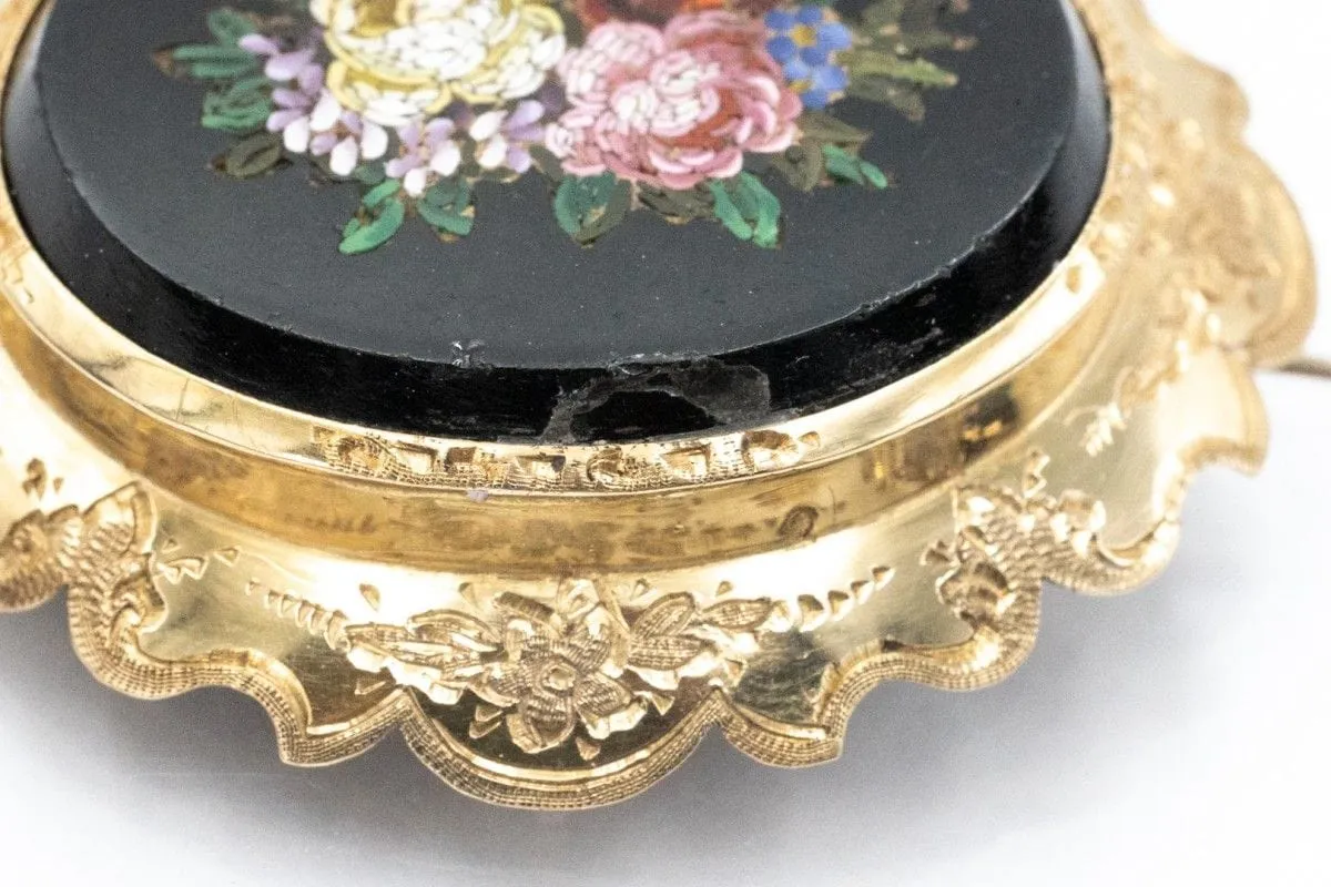 Broche historique en or avec micromosaïque florale sold by 58 Facettes product image thumbnail 3