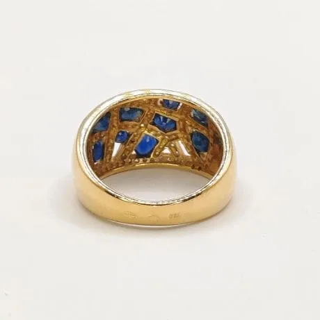 Bague Bandeau or jaune diamants saphirs sold by 58 Facettes product image thumbnail 4