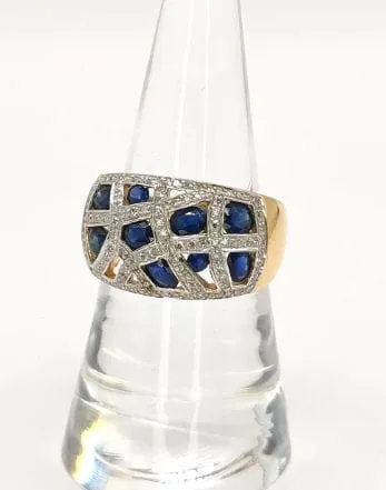 Bague Bandeau or jaune diamants saphirs sold by 58 Facettes product image thumbnail 5