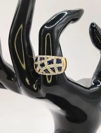 Bague Bandeau or jaune diamants saphirs sold by 58 Facettes product image thumbnail 2