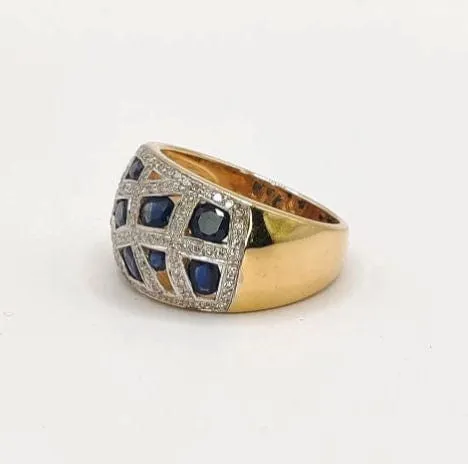 Bague Bandeau or jaune diamants saphirs sold by 58 Facettes product image thumbnail 3