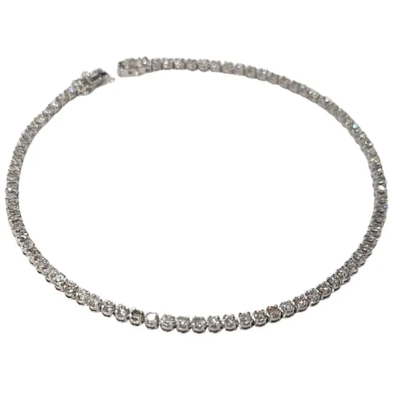 Bracelet tennis en or blanc, diamant 2,46 ct, serti griffes tournées sold by 58 Facettes