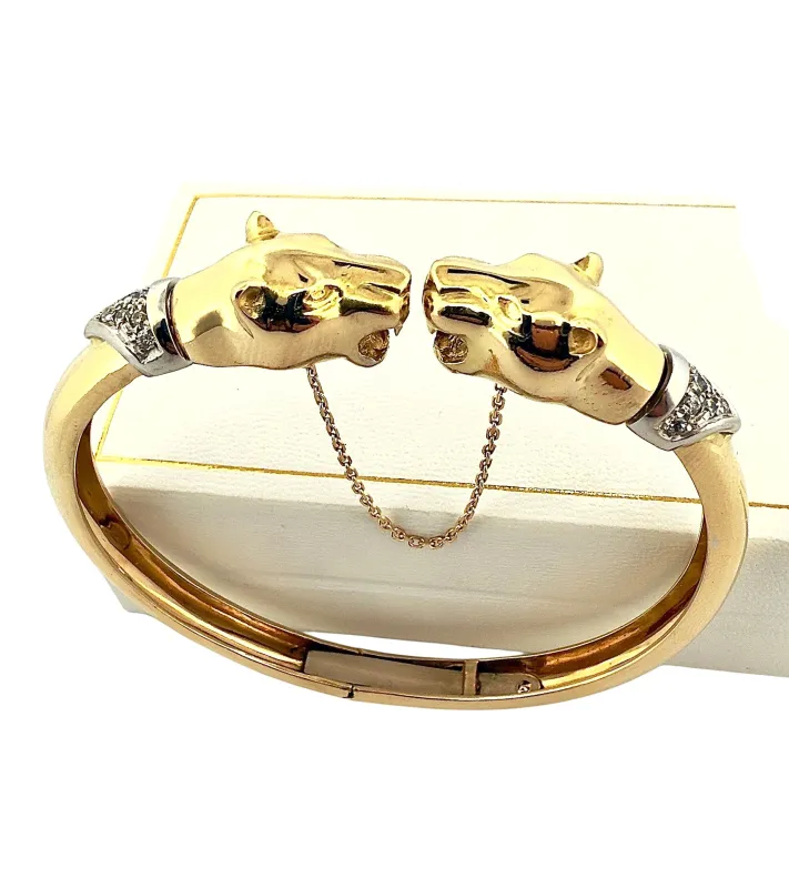 Bracelet jonc têtes de panthères en or jaune 18 carats sold by 58 Facettes