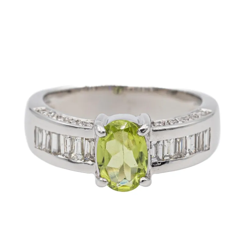Bague Or blanc Péridot, Diamant sold by 58 Facettes