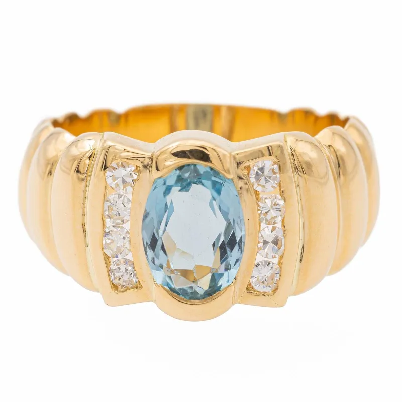 Bague Bandeau Or jaune Topaze, Diamant sold by 58 Facettes