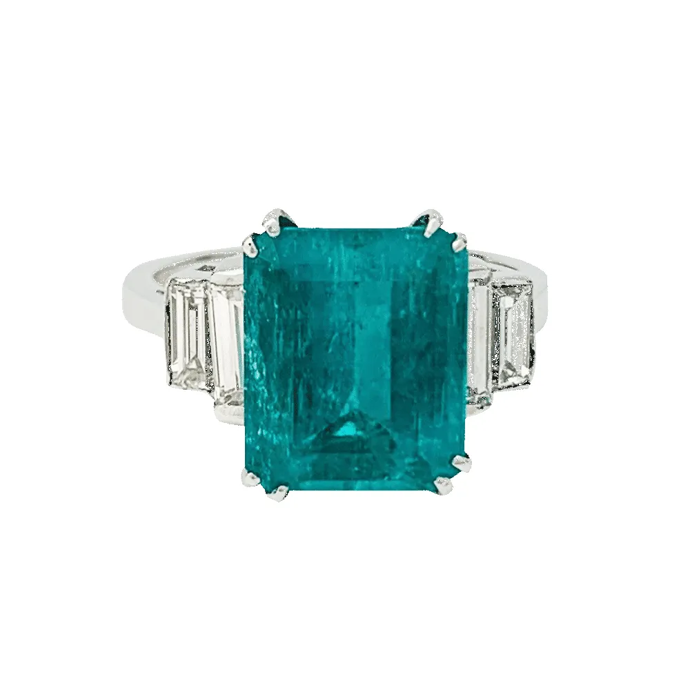 Bague or blanc, émeraude 5.90 cts, diamants. sold by 58 Facettes product image thumbnail 3