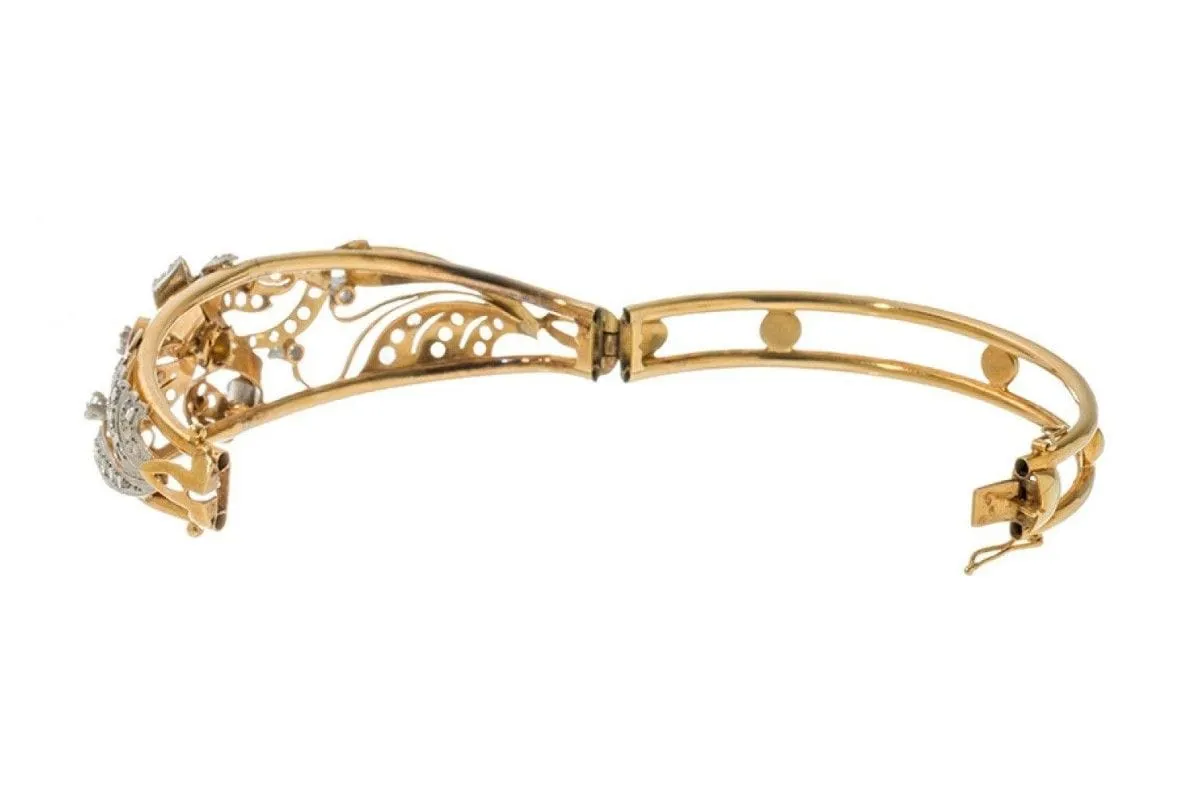 Bracelet Art Nouveau en or jaune et platine avec diamants sold by 58 Facettes product image thumbnail 2