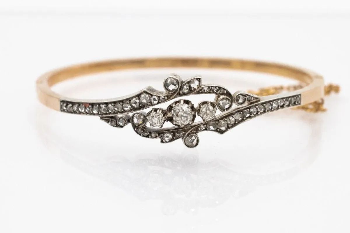 Bracelet ancien en or jaune avec diamants de 1,60 carat, France, début du XXe siècle sold by 58 Facettes