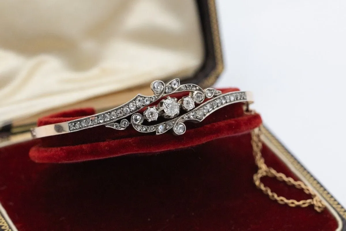 Bracelet ancien en or jaune avec diamants de 1,60 carat, France, début du XXe siècle sold by 58 Facettes product image thumbnail 5