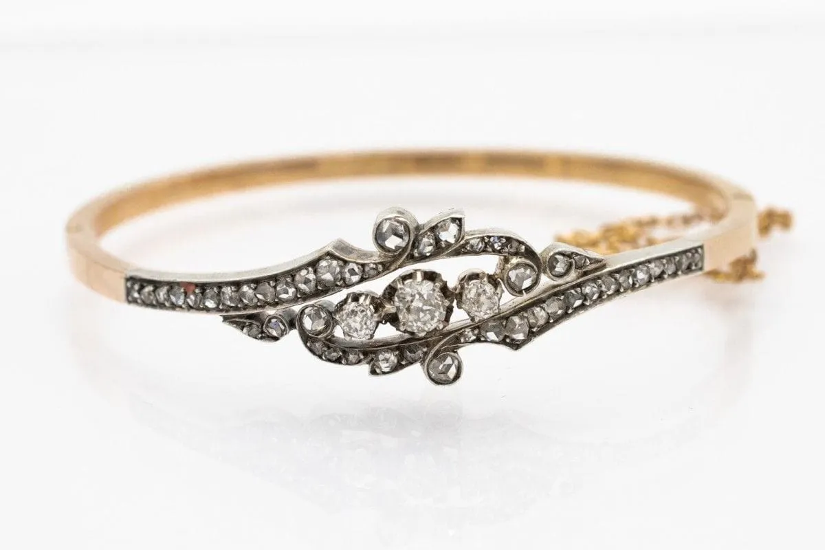 Bracelet ancien en or jaune avec diamants de 1,60 carat, France, début du XXe siècle sold by 58 Facettes product image thumbnail 3