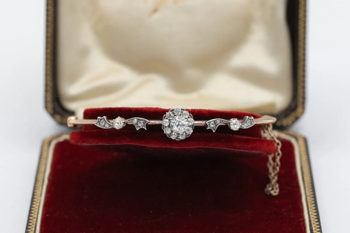 Bracelet ancien en or jaune et argent avec diamants 1,40 ct sold by 58 Facettes product image thumbnail 3