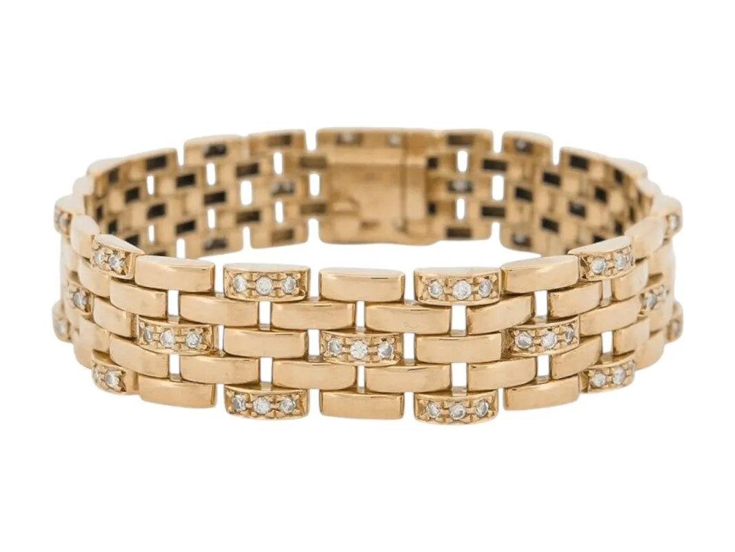 CARTIER - Bracelet Panthère 5 rangs diamants or jaune sold by 58 Facettes
