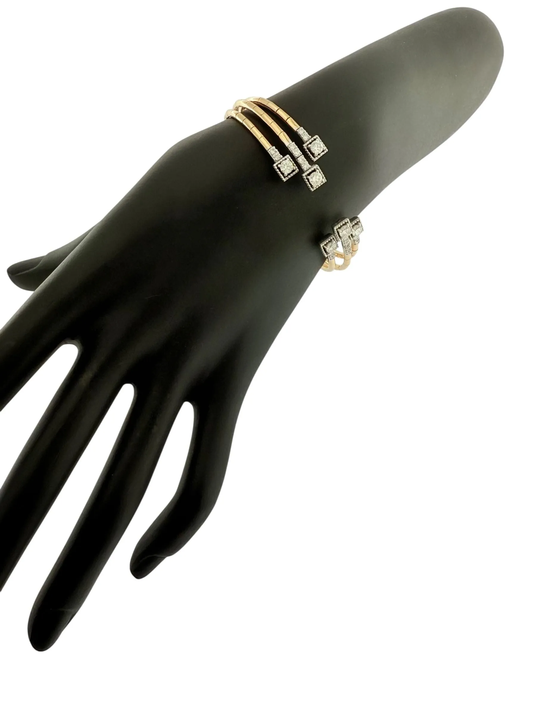 Bracelet manchette or rose et or blanc, diamants naturels sold by 58 Facettes product image thumbnail 4