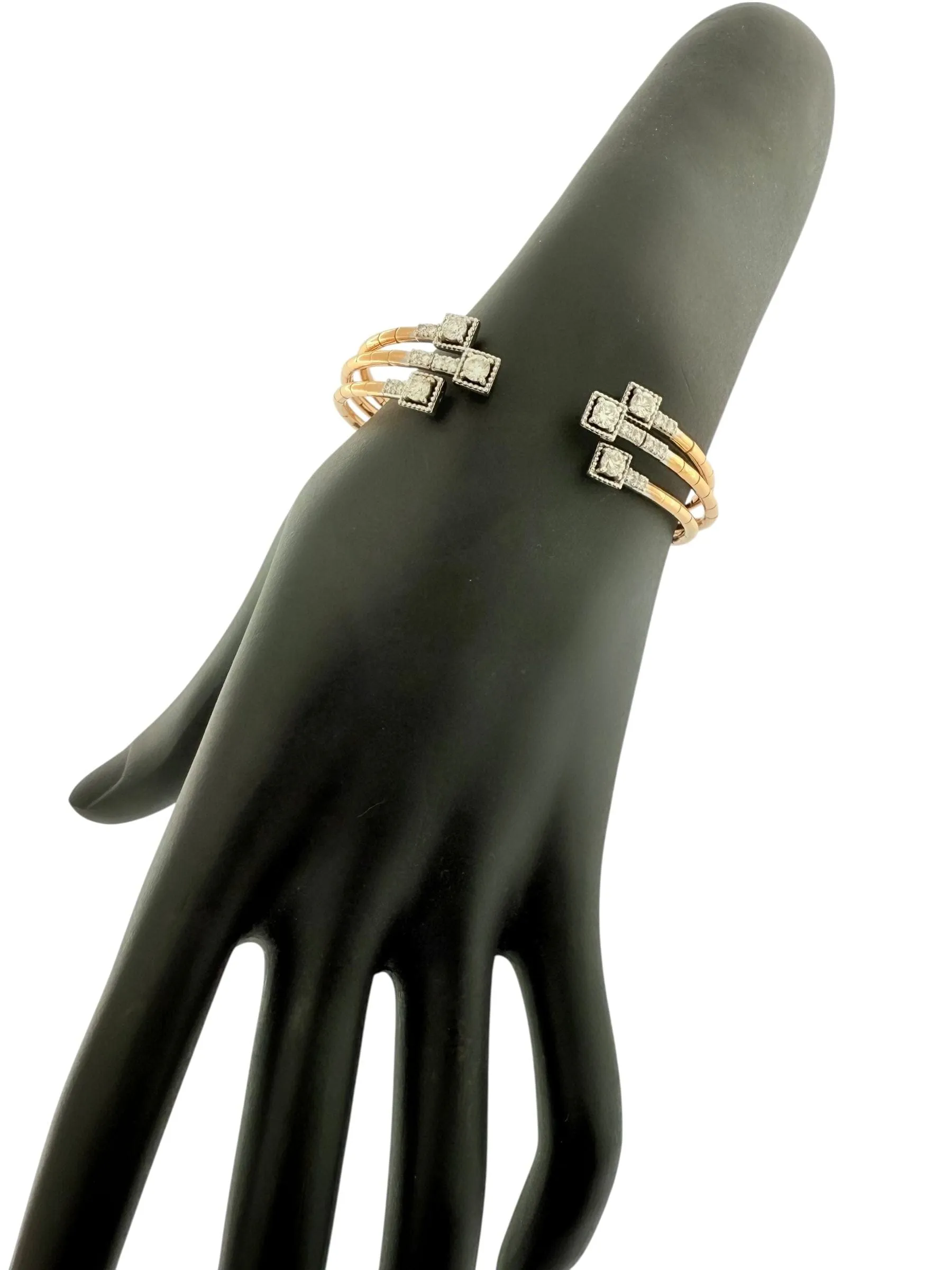 Bracelet manchette or rose et or blanc, diamants naturels sold by 58 Facettes product image thumbnail 2