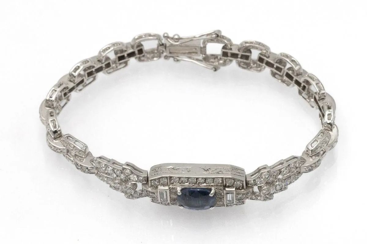 Bracelet exclusif en or blanc avec saphir et diamants de style Art Déco sold by 58 Facettes product image thumbnail 5