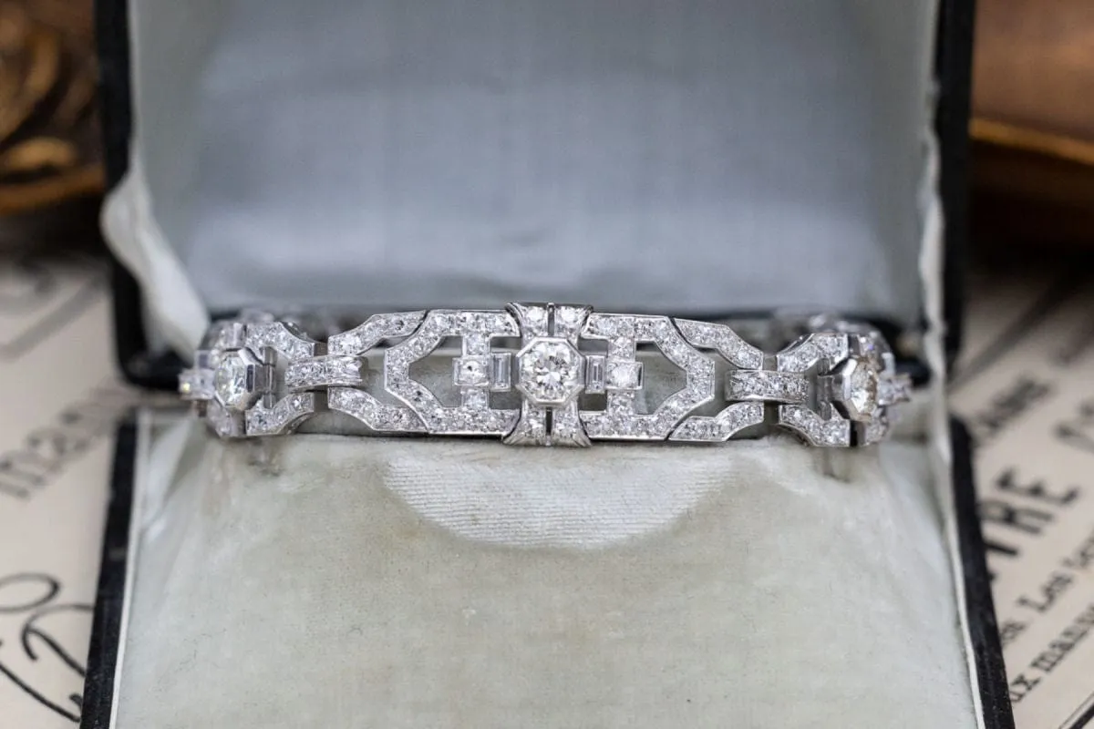 Bracelet Art Déco unique en platine avec diamants sold by 58 Facettes product image thumbnail 3