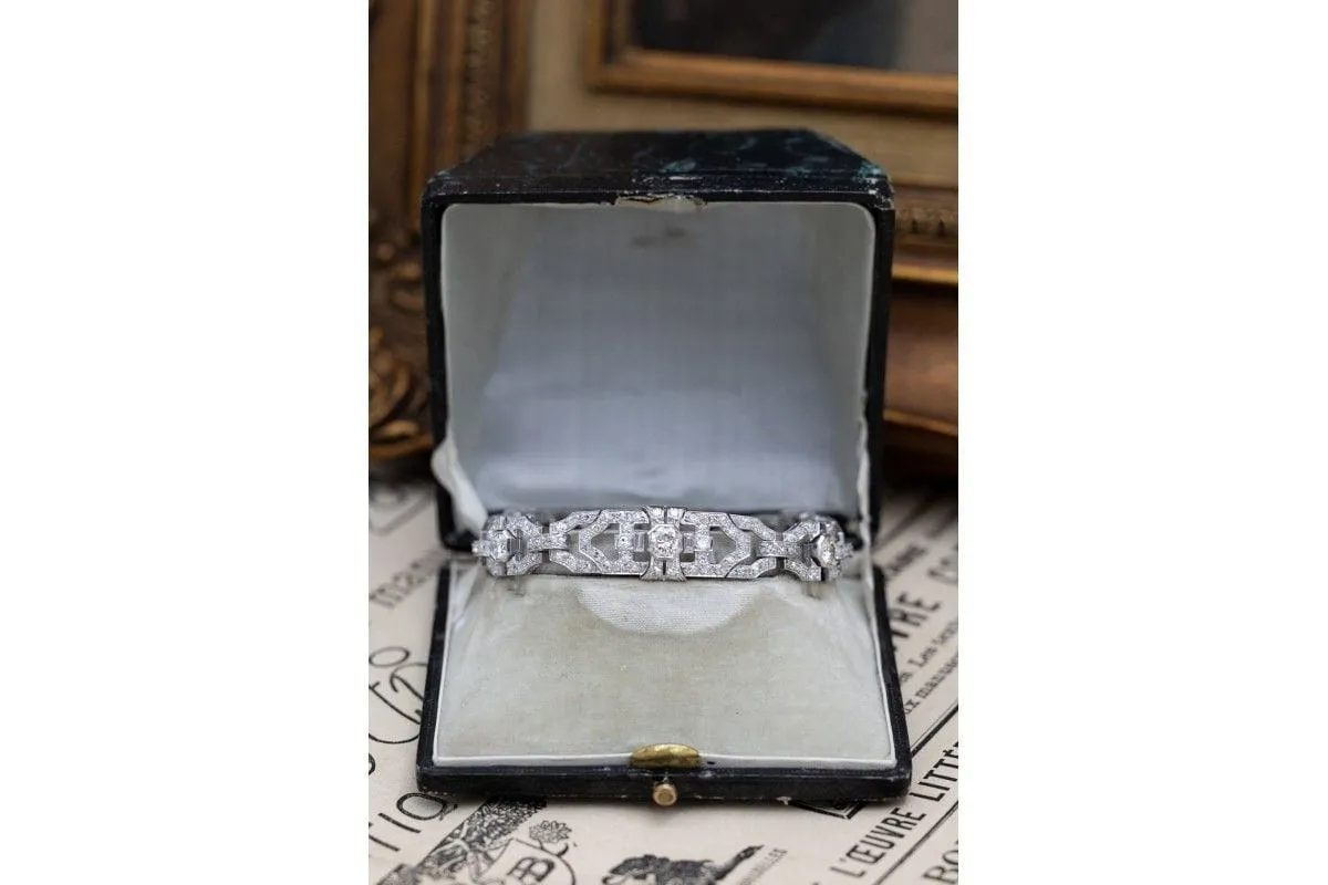 Bracelet Art Déco unique en platine avec diamants sold by 58 Facettes product image thumbnail 4