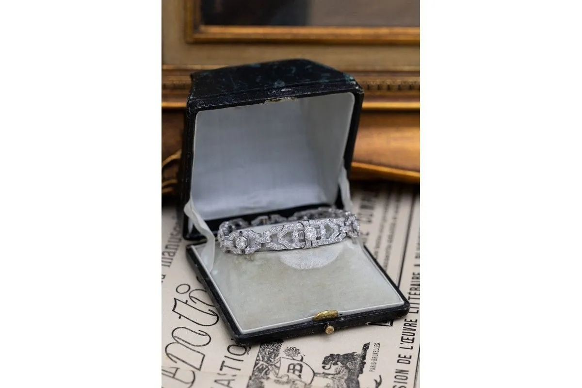 Bracelet Art Déco unique en platine avec diamants sold by 58 Facettes product image thumbnail 5