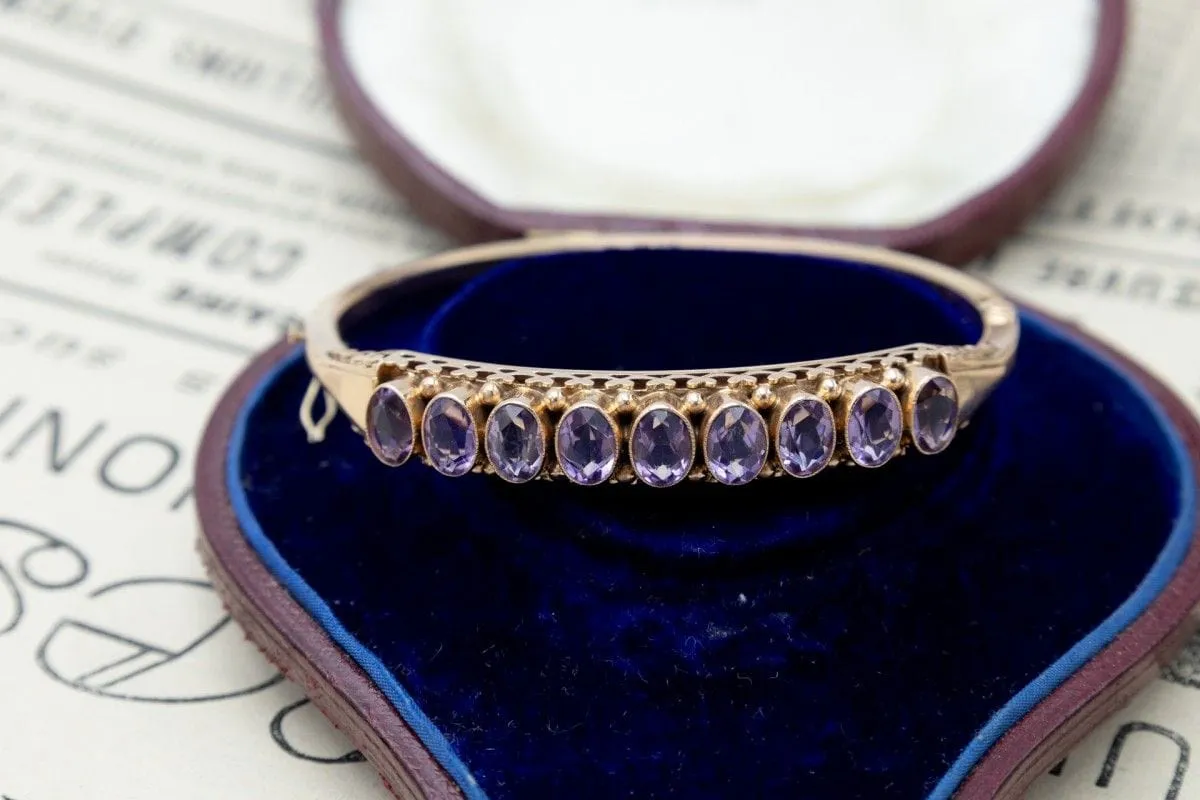 Bracelet rigide en or jaune avec améthystes, Pays-Bas, milieu du XXe siècle sold by 58 Facettes product image thumbnail 3