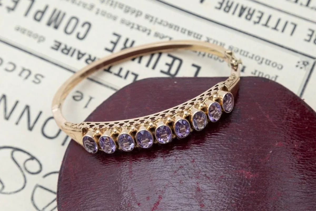 Bracelet rigide en or jaune avec améthystes, Pays-Bas, milieu du XXe siècle sold by 58 Facettes product image thumbnail 4