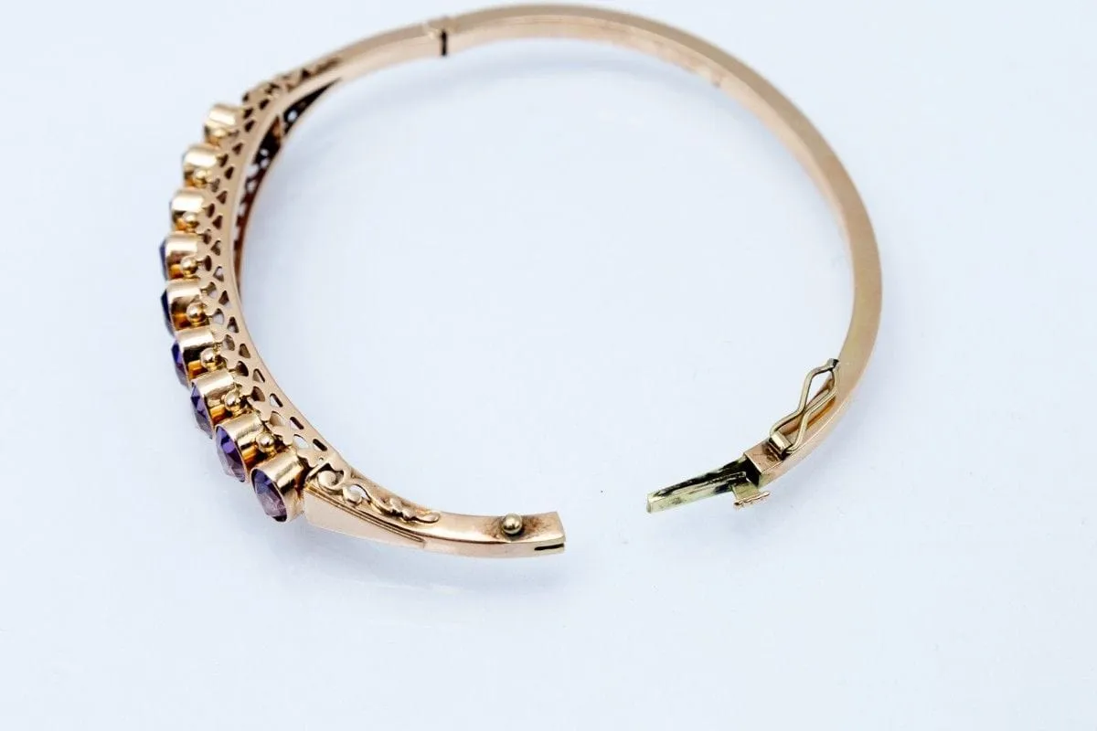 Bracelet rigide en or jaune avec améthystes, Pays-Bas, milieu du XXe siècle sold by 58 Facettes product image thumbnail 5