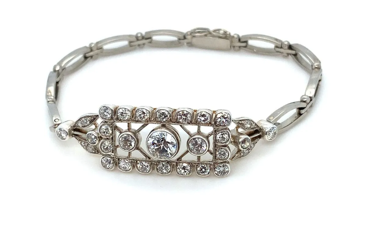 Antique Art Déco bracelet with 3.00 ct diamonds, circa 1930 sold by 58 Facettes product image thumbnail 2