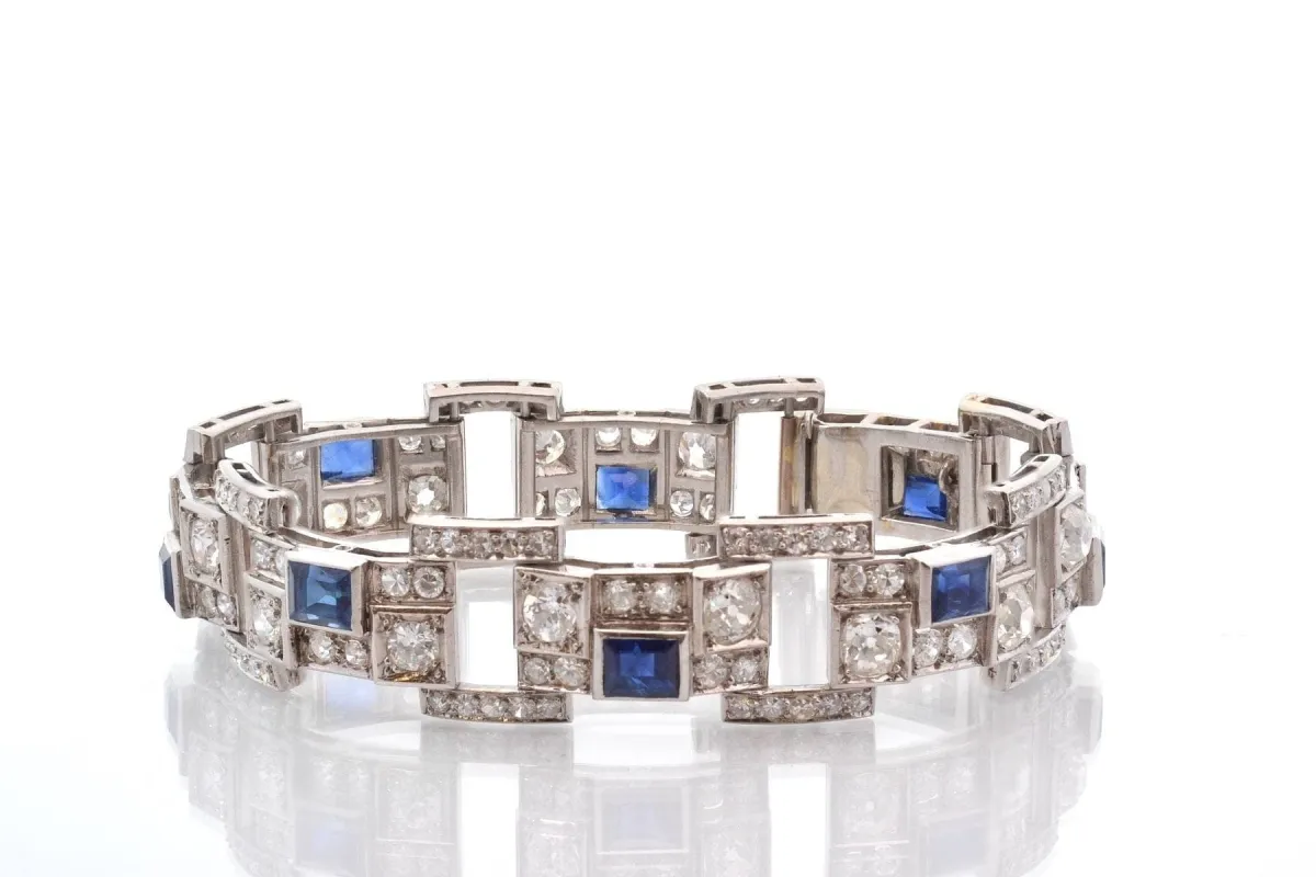 Bracelet art déco diamants et saphirs sold by 58 Facettes