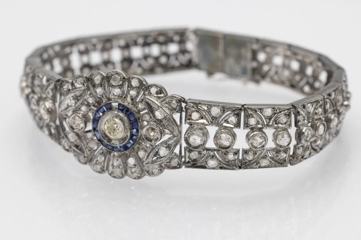Bracelet ancien d'époque Art Déco, richement serti de pierres précieuses sold by 58 Facettes product image thumbnail 4