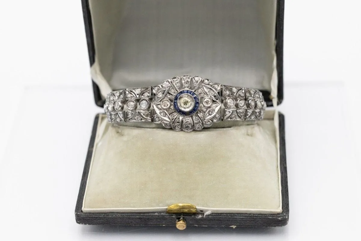 Bracelet ancien d'époque Art Déco, richement serti de pierres précieuses sold by 58 Facettes product image thumbnail 3