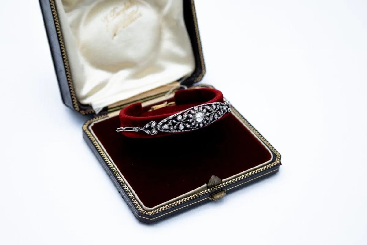 Bracelet Art Nouveau en or jaune avec diamants taille rose sold by 58 Facettes product image thumbnail 2