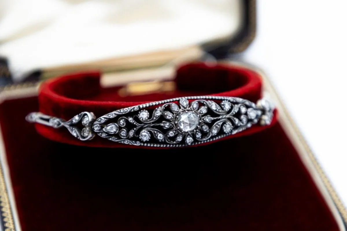 Bracelet Art Nouveau en or jaune avec diamants taille rose sold by 58 Facettes product image thumbnail 3