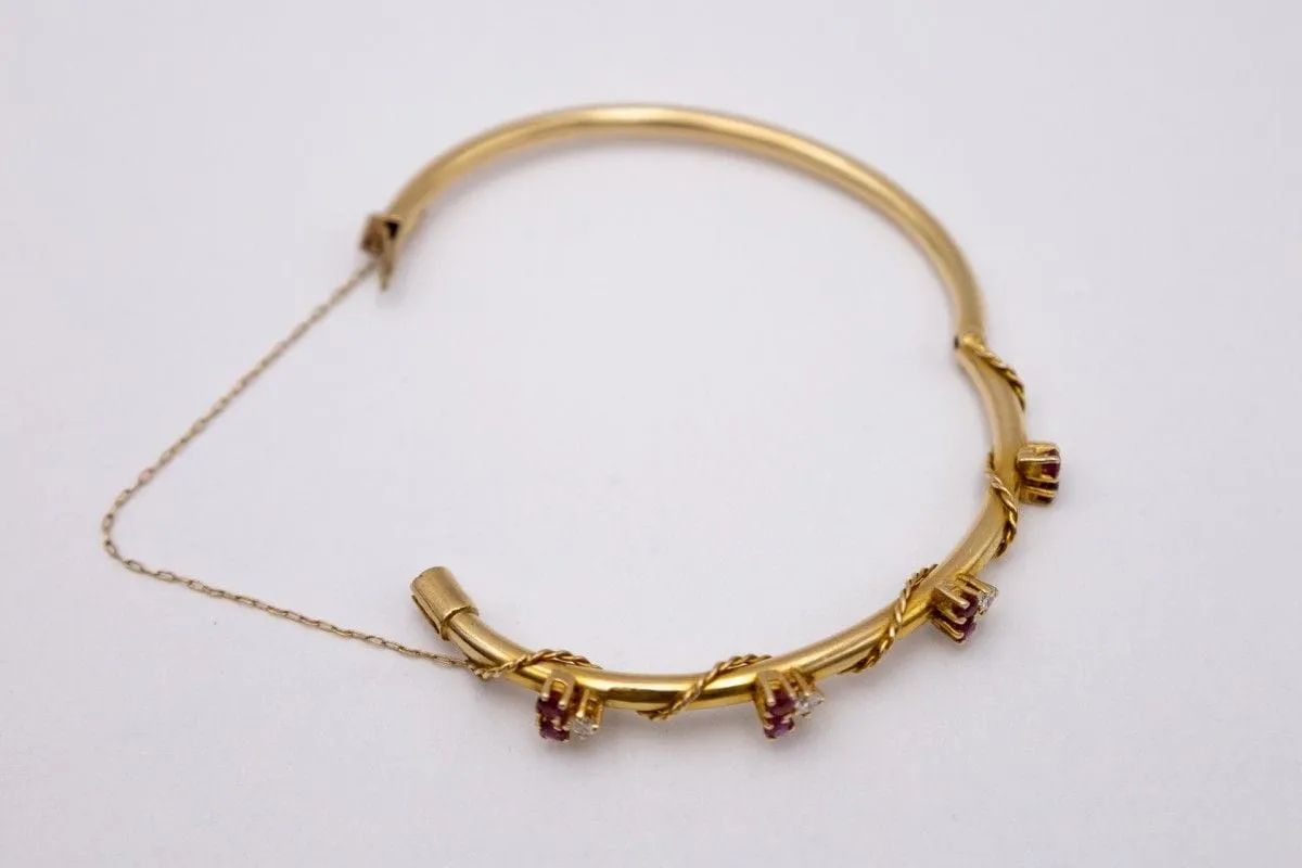 Bracelet Art nouveau rigide en or jaune 14 carats, rubis et diamants sold by 58 Facettes product image thumbnail 5