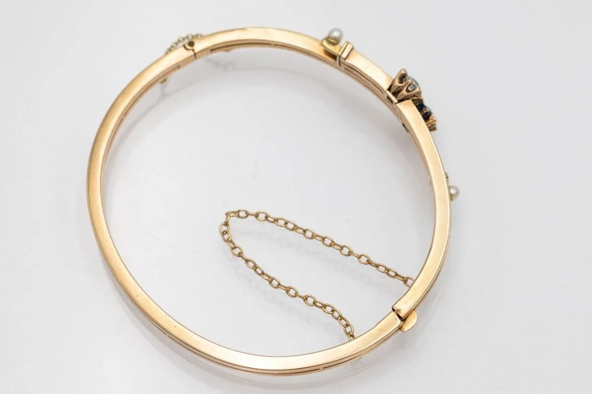 Bracelet Art Nouveau en or avec diamant et saphir sold by 58 Facettes product image thumbnail 3