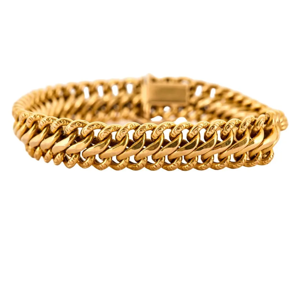 Bracelet gourmette maille américaine en or jaune sold by 58 Facettes