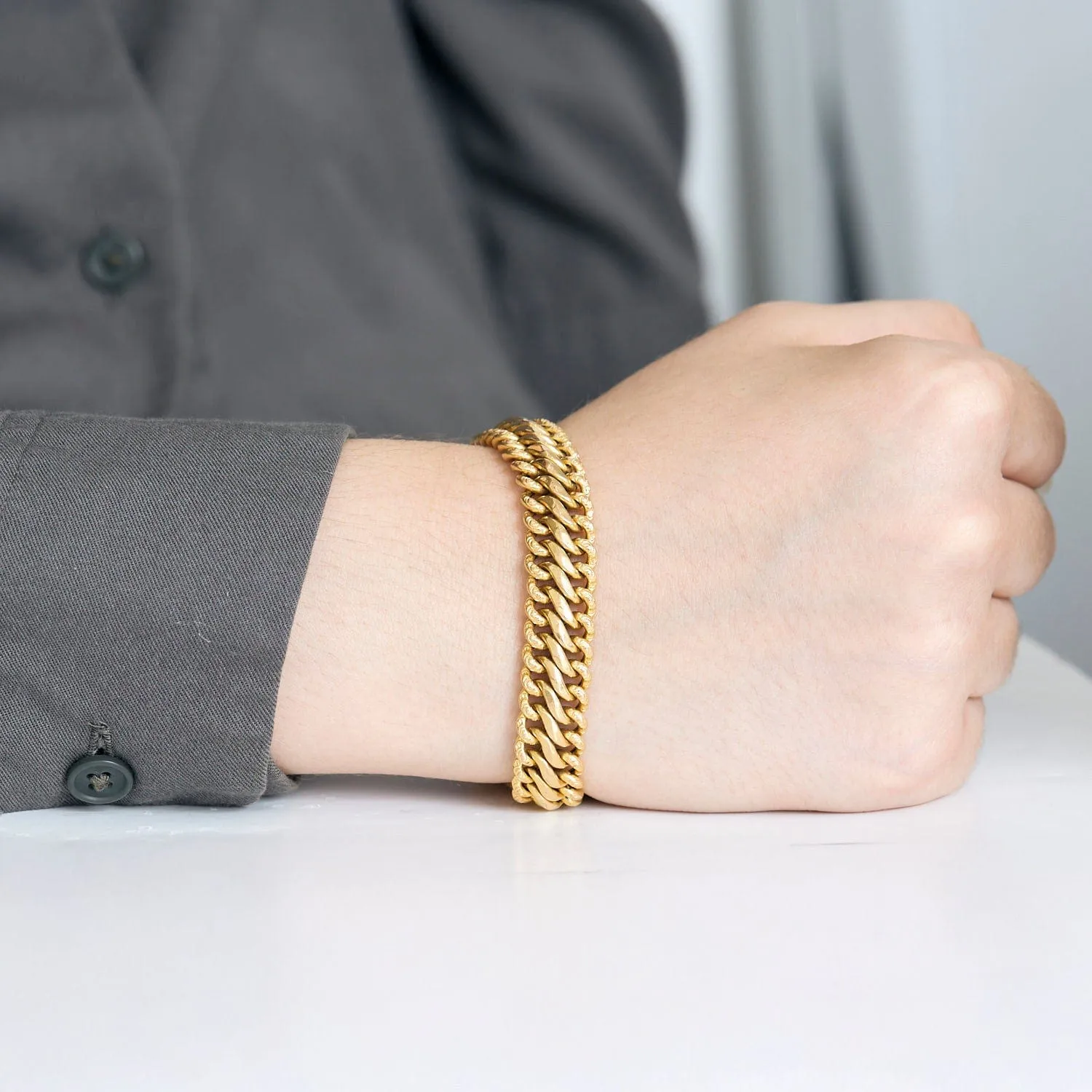 Bracelet gourmette maille américaine en or jaune sold by 58 Facettes product image thumbnail 5