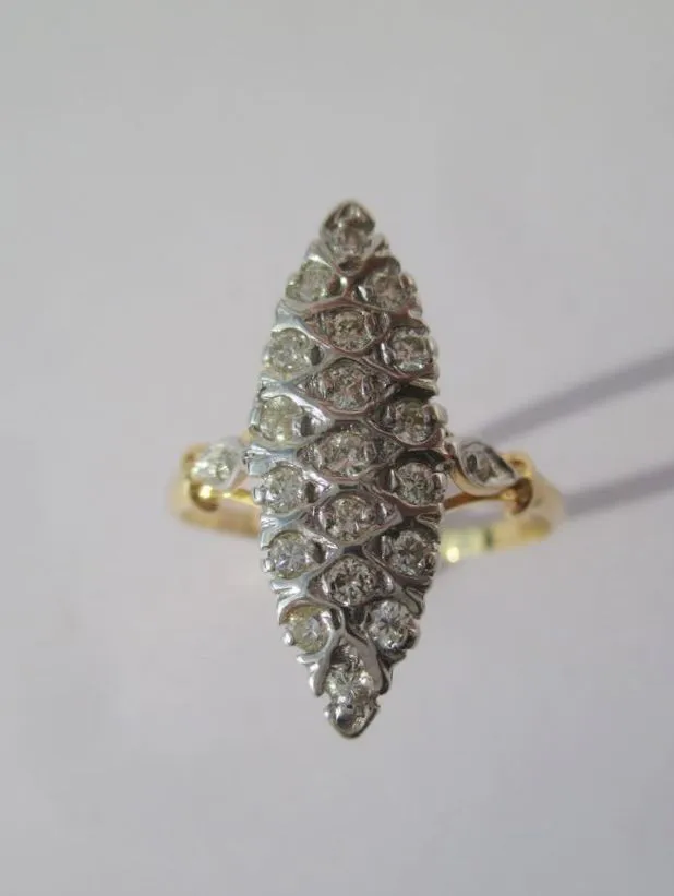 Bague marquise deux ors Diamants sold by 58 Facettes