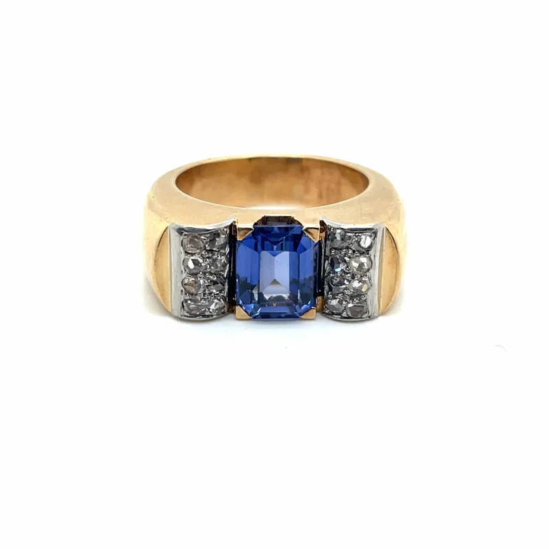 Bague Tank or jaune, platine sold by 58 Facettes