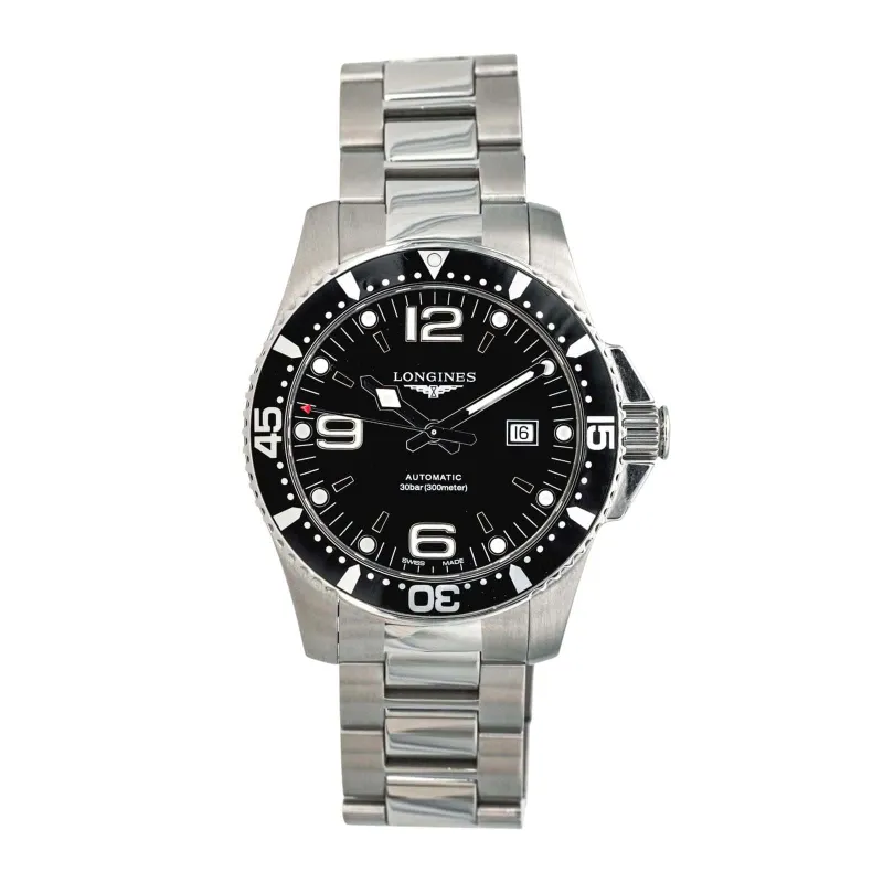 Longines HydroConquest - Montre en acier, cadran noir, 43 mm made by 58 Facettes