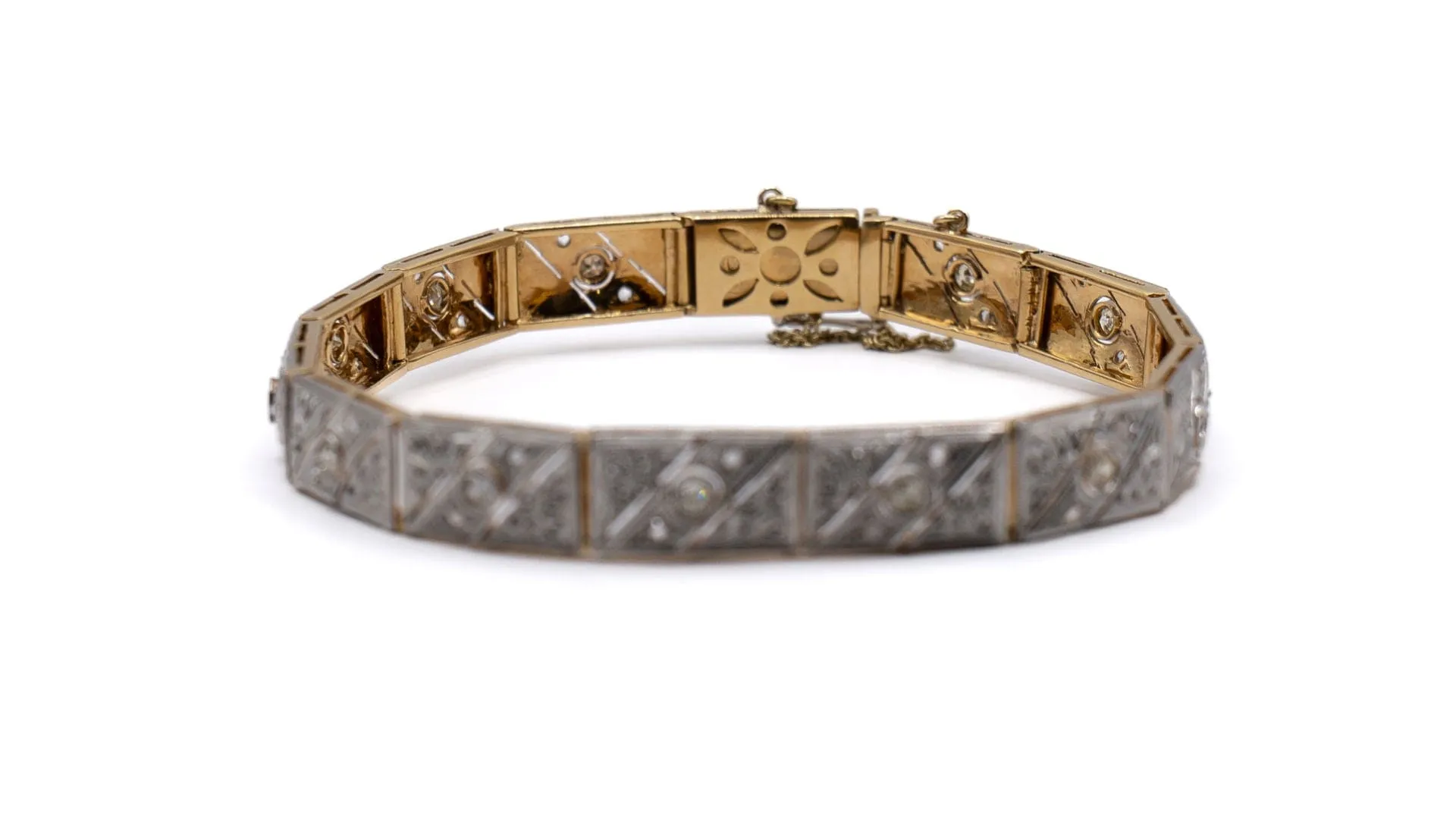 Bracelet Art Déco or jaune et or blanc, diamants sold by 58 Facettes product image thumbnail 5