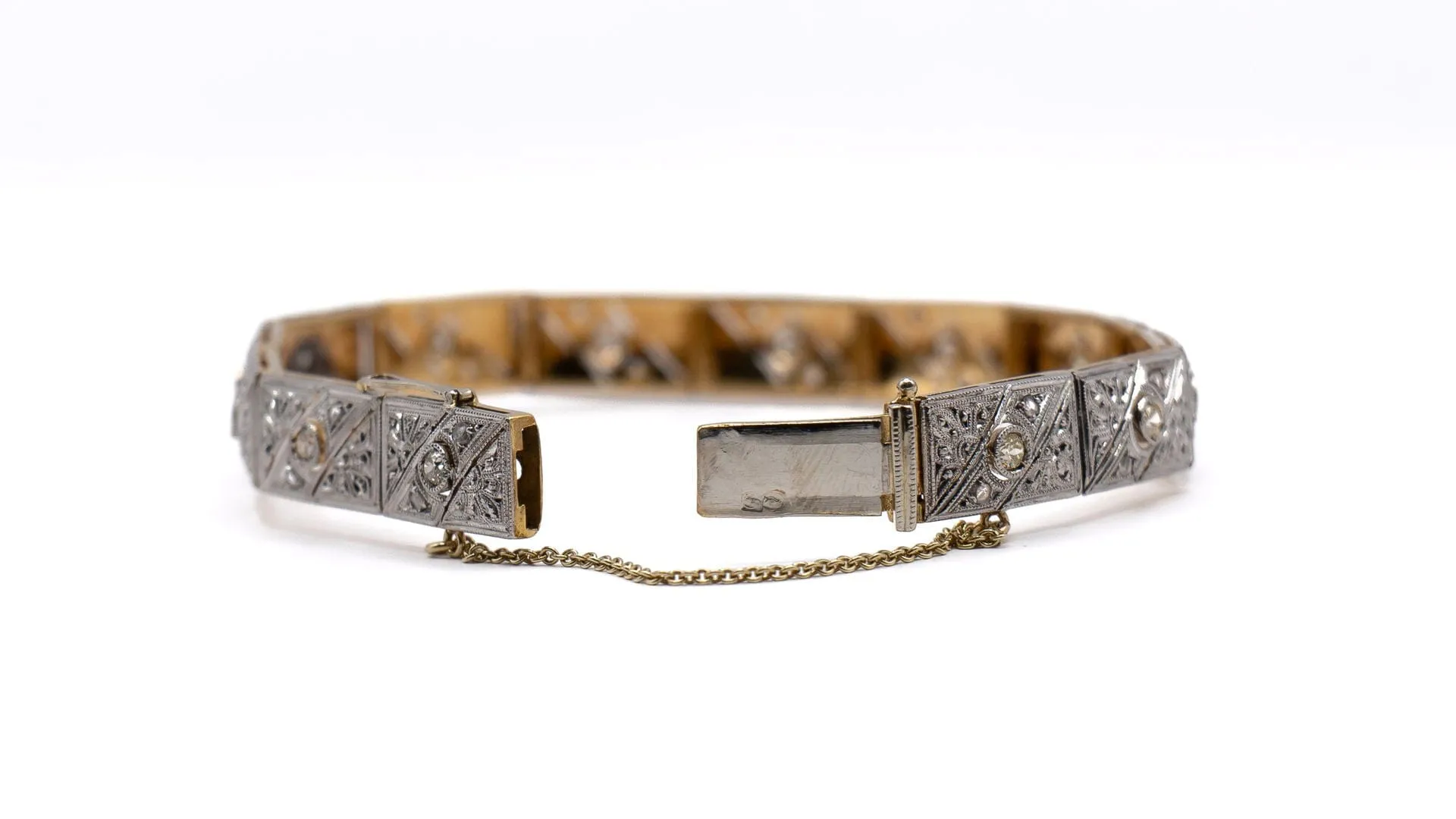 Bracelet Art Déco or jaune et or blanc, diamants sold by 58 Facettes product image thumbnail 4