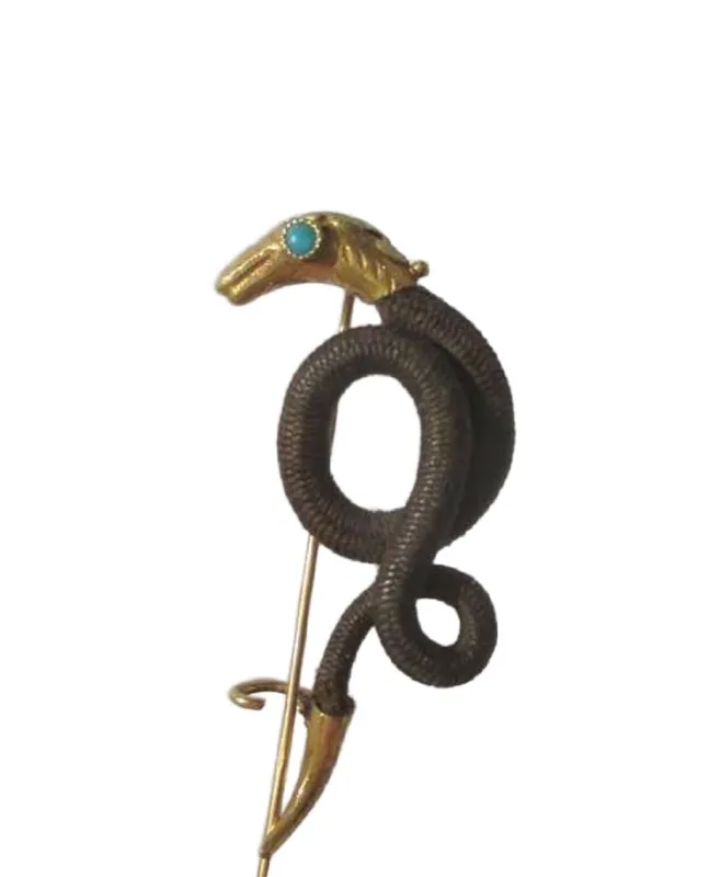 Broche Serpent Cheveux or rose , turquoise XIXe siècle sold by 58 Facettes