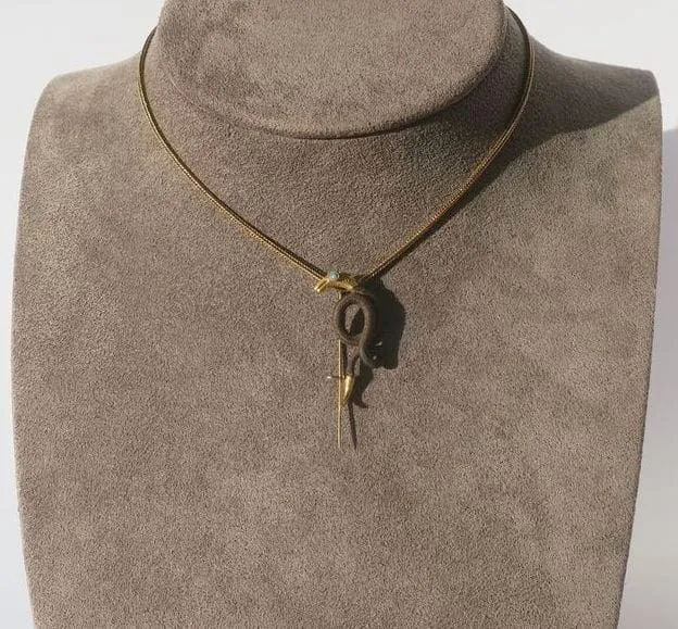 Broche Serpent Cheveux or rose , turquoise XIXe siècle sold by 58 Facettes product image thumbnail 2