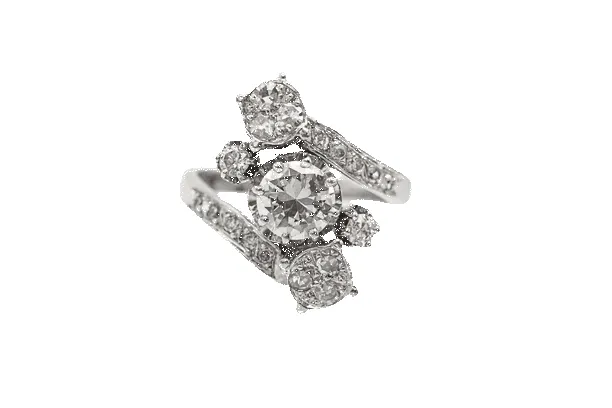 Bague française ancienne en or blanc sertie de diamants de 1,25 carat sold by 58 Facettes